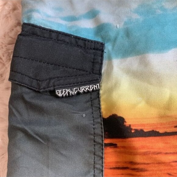 Ocean Current Mens Swim Trunks Size Large Beach Sunset Board Shorts Pocket Mesh - Picture 11 of 12